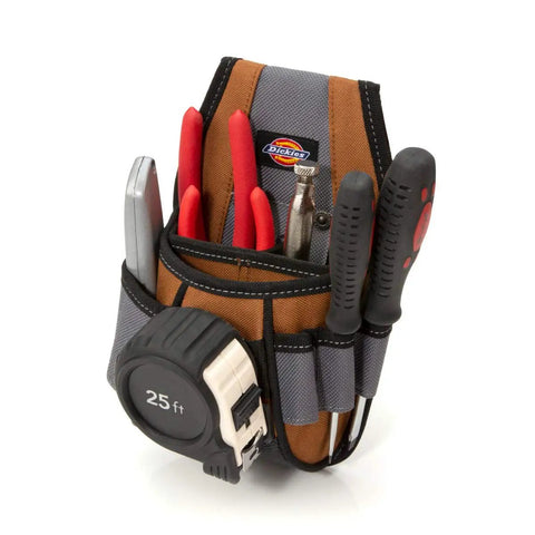 Four Pocket Rigid Tool Pouch With Tape Clip And Universal Fit Steel Clip For Tool Belts Tunnel Loop Built To Last Worksite Tough As Nails