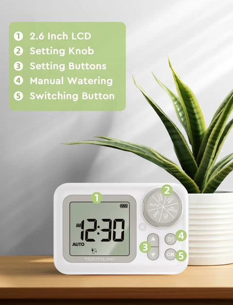 Automatic Watering System For 15 Potted Indoor Houseplants With No Fuss Digital Programmable Timer display and settings