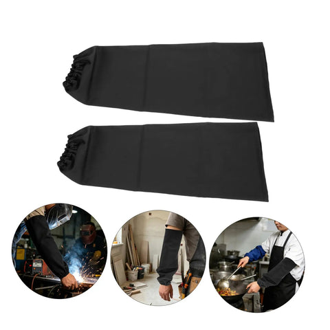 Tough As Nails Heat Resistant Welding Sleeves Fire Retardant Arm Protectors For Mechanics And Grinders Black with Hook Closure