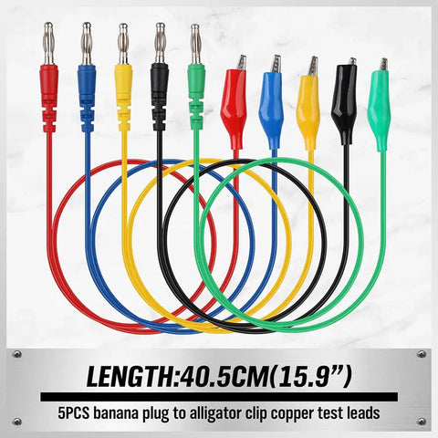 Colorful banana plug to alligator clip test leads for 22 Piece Back Probe Kit With Multimeter Probes Test Leads And Alligator Clips