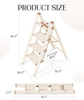 Four Step Aluminum Folding Ladder With Anti Slip Wide Pedals, Lightweight Portable Stepladder For Home And Kitchen, Space Saving Design, Supports Up To 330 Lbs, Compact Folded Size, Durable And Easy To Store In Chocolate White, 44.1in tall