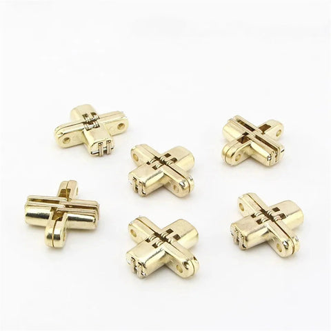 Two Piece Folding Table Zinc Alloy Gold Cross Invisible Hinge Dining Table Hardware Set 180 Degree Hidden Hinge White Finish 2 Pack
