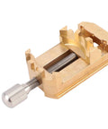 Solid Mini Vise Clamp With Soft Copper Jaws For Watch Repair Jewelry Making Electronics And Woodworking Projects, detailed view of copper jaws and adjustable screw mechanism.