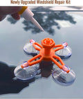 Upgraded Windshield Repair Kit For Chips And Cracks With Nano Resin And High Pressure Injection tool on car windshield