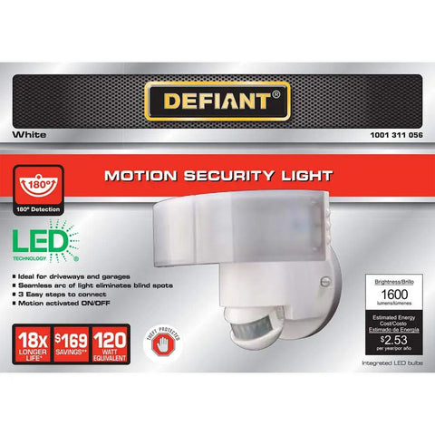 180 Degree LED Motion Security Light for Outdoor Safety White Finish Motion Activated Floodlight packaging