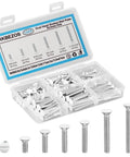 White Wall Plate Screws Kit 150 Pcs With 6 Sizes 6 32 Thread Long Outlet Screws for thick backsplashes in open case