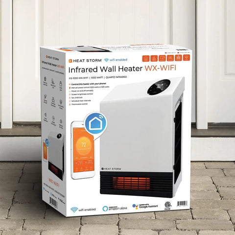 Infrared WiFi Space Heater 1000 Watt Smart Control With App Auto Shutoff Safety Grill box front view