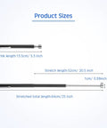4 Pieces Magnetic Telescoping Pick Up Tool Set With 25 Inch Extendable Magnets size chart showing lengths in inches and cm