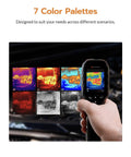 Thermal Imaging Camera With AI Scene Detection And Thermometer Mode For Home And Electrical Inspections, Detect Water Leaks, Insulation Gaps, Floor Heating Faults, Moisture And Solar Panel Issues, No-Fuss Setup Required showing 7 color palettes