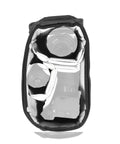 Small Camera Cube V2 for custom organization and protection with gear inside, top view of weatherproof shell and FlexFold dividers.