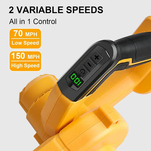 Cordless Leaf Blower With DeWalt 20V Battery 200 CFM Variable Speed Includes Two 3Ah Batteries And Charger control panel close-up