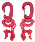 Pink Scuba Double Hose Clips 2 Pack With 304 Stainless Steel Closure viewed from front showing design and closure