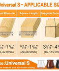 Size chart for Crazy Easy Silicone Chair Leg Protectors For Hardwood Floors 24 Pack Slip On Floor Caps with measurement guide