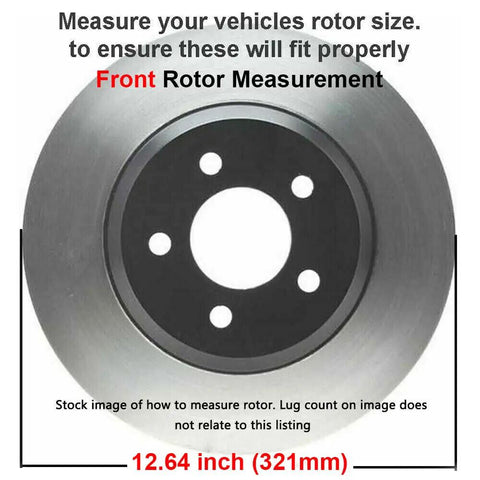 Beefed Up Front Brake Kit With 12.64 Inch Drilled Slotted Rotors And Ceramic Pads For Chevy Impala Malibu Equinox GMC Terrain Buick LaCrosse Regal Allure Saab 9 5 Replacement front rotor measurement guide