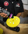 Quantum Best Of The Best Buffing And Polishing Pad Kit For Auto Detailing being used on a DA polisher with yellow pad
