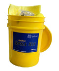 Hazmat Spill Kit In Reusable Bucket With 10 Yellow Pads, 3 Absorbent Socks 3 By 4, Nitrile Gloves, Safety Goggles, Disposal Bag And Twist Tie