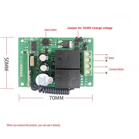 Remote Control DC Motor Speed Controller Beefy Torque 12V 24V PWM Stepless Variable Speed Switch 10A Wireless Controller circuit board