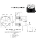 Technical drawing of 24V Permanent Magnet Power Off Brake For 28 35 42 57 86 Stepper Motors with focus on 86 Stepper Motor.