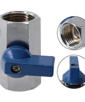 316 Stainless Steel Tap Ball Valve With Double Seal Bidirectional Flow And Quick Quarter Turn Shut Off Feature, close up of valve handle and threaded end.