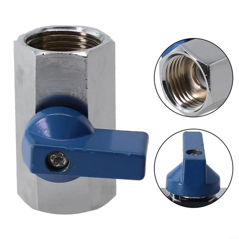 316 Stainless Steel Tap Ball Valve With Double Seal Bidirectional Flow And Quick Quarter Turn Shut Off Feature, close up of valve handle and threaded end.