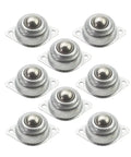 Built Different Steel Ball Transfer Wheels Designed To Roll Like Butter On Warehouse Tables Or Carton Platforms With 5/8 Inch Bearing For Flawless Universal Rotation In 12 Piece Set, showing 8 steel ball wheels.