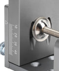 Pocket Hole Jig Kit With 15 Degree Aluminum Alloy Locator Inclined Hole Guide for precision joinery, close-up of adjustable scale