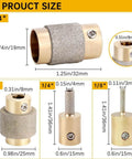 Buenoarte diamond grinder bit set with brass cores, includes 3/4 in, 1/4 in, 1/8 in bits for stained glass 4 pcs