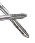 Close-up of Two Pack M5 X 0.8 Hand Taps for internal threading, metal metric tap set with 56mm length and 4.5mm shank.