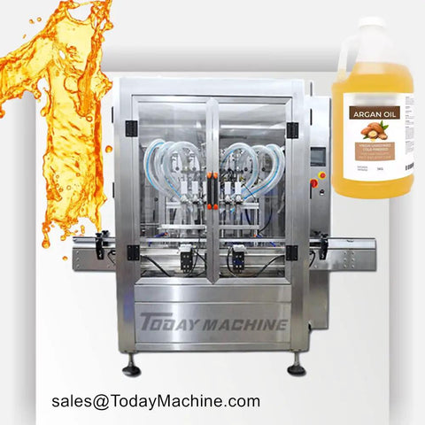 Fully Automatic Liquid Filling Capping And Labeling Machine For Honey Juice Oil Bottles with transparent design and argan oil jug