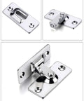 Door Hasp Latch 90 Degree Stainless Steel Safety Angle Locking Latch for Push Sliding Barn Doors Satin Nickel Finish Rust Resistant