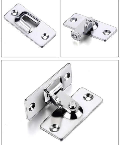 Door Hasp Latch 90 Degree Stainless Steel Safety Angle Locking Latch for Push Sliding Barn Doors Satin Nickel Finish Rust Resistant