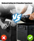 Comparison of a toolbox lid with and without Gas Strut Lid Hinge For Storage Box, Slick Lid Lift And Smooth Opening.