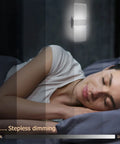 Woman sleeping under No-Fuss Set of Two Modern Wall Sconces with Stepless Dimming and Three Color Temperature Adjustable LED