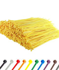 8 Inch Yellow Zip Ties 1000 Pack 50 Lb Strength Nylon Cable Ties UV Resistant Self Locking Tie Wraps in various colors on display