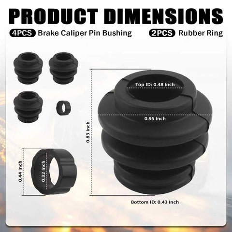 Product dimensions of Durable Rubber Dust Resistant Brake Caliper Pin Bushing Kit for Toyota Prius Cadillac CTS Scion tC xB Lexus HS250h Jeep