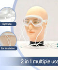 Hydrogen Eye Mask 2 In 1 For Eye Fatigue Relief And Inhalation Goggles on mannequin with tubes for eye and ear use