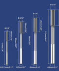 Mriuuod four-piece chucking reamer set with 1/8, 3/16, 1/4 and 5/16 in sizes; HSS round shanks (front view)
