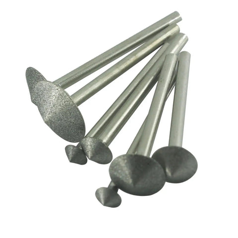 7-Piece Umbrella Shape Diamond Burr Set For Rotary Tools, 240 Grit, 1/8 Inch Shank, Various Sizes, Fine Carving And Grinding Bits
