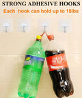 Heavy Duty Adhesive Hooks Up To 15 Lbs With 180 Degree Rotating Design holding two soda bottles