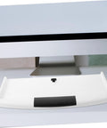 Slick Slide Out Under Desk Keyboard Tray With Heavy Duty Clamp Mount brings zero clutter, featuring white ABS material and smooth surface.