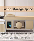 All In One Head Spa Backwash Bed With Water Circulation And Massage Fumigation Ready in beige with storage space