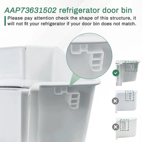 Close-up of Right Door Refrigerator Shelf Basket Bin Assembly Replacement Part For LG Kenmore Sears Models, showing fit details.