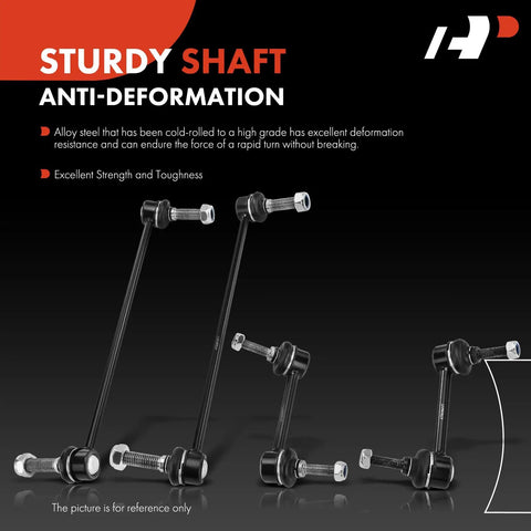 Set Of 4 Front And Rear Sway Bar Links Kit For Ford Explorer 2011 2019 And Police Interceptor Utility 2013 2019 Stabilizer Bar End Links Replacement For Anti Roll Suspension Upgrade With Easy Install displayed with sturdy shafts against a black background