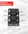 12V 80A Forward And Reverse Relay Terminal Module dimensions with wiring details for tarp winch motor snow plow and lift replacement