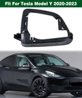 Clean Upgrade For Your Daily Ride Left Side Door Mirror Housing Rearview Shell Frame Ring Cover Solid Fitment No Hassle Bolt On Swap Tesla Model Y 2020 Through 2023, black aftermarket mirror shell.