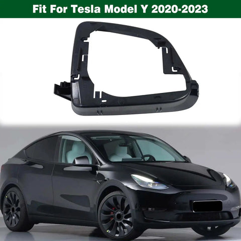 Clean Upgrade For Your Daily Ride Left Side Door Mirror Housing Rearview Shell Frame Ring Cover Solid Fitment No Hassle Bolt On Swap Tesla Model Y 2020 Through 2023, black aftermarket mirror shell.