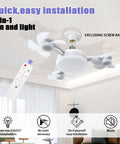 Socket Fan Light With Remote And Dimmable Led Screw In Ceiling Fan Offering Three Slick Speeds Effortless Twist On Installation