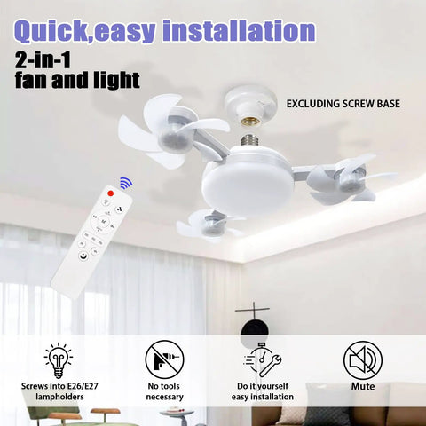 Socket Fan Light With Remote And Dimmable Led Screw In Ceiling Fan Offering Three Slick Speeds Effortless Twist On Installation