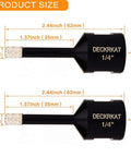 DECKRKAT 1/4-inch dry diamond tile drill bit, 62mm length, 5/8-11 thread, 2-pack for granite/marble/ceramic tiles
