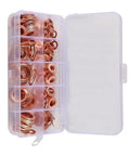 Flat Washer Kit For Sump Bolts And Engine Seals High Heat Red Copper Construction 300 Piece Assortment With Metric Sizes For Bolts And Nuts Heavy Duty Gasket Sealing And Pressure Resistance, copper washer case